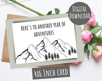 Printable Anniversary card, Printable Birthday Card, Card For Him Or Her, Digital Anniversary card, Instant Download, Adventure card