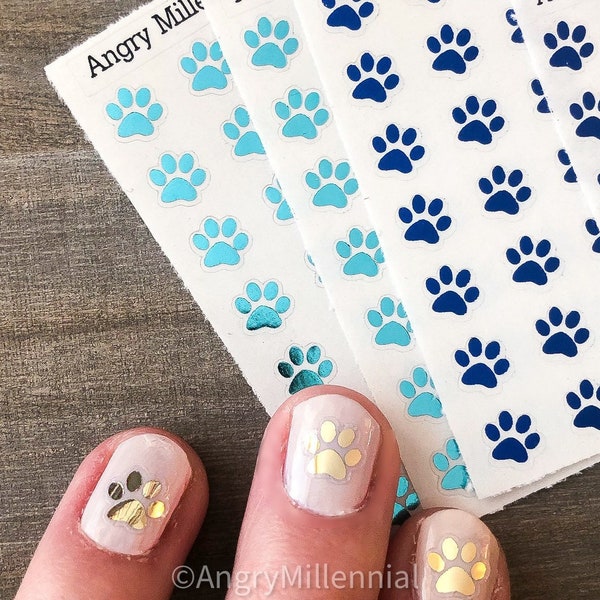 Clear Metallic Colorful Paw Print Stickers | Paw Planner Sticker | Colorful Paws