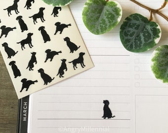 Black Dog Silhouette Planner Stickers | Labrador Stickers | Black Lab