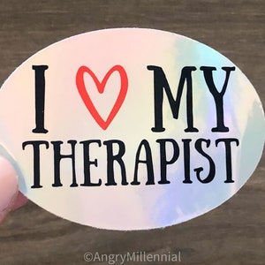 I Heart my Therapist Sticker | Therapist Bumper Sticker | Mental Health Decal | Self-Care Sticker