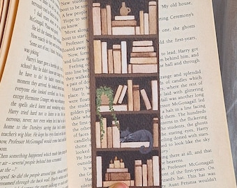 Marque-page de suivi de lecture d&#39;étagère - Impression recto-verso d&#39;une peinture acrylique originale de Claire Williams, cadeau amusant unique pour les lecteurs