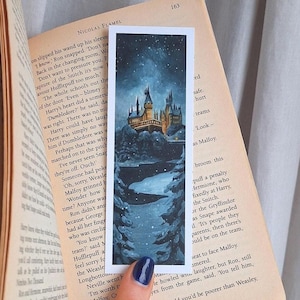 Snowy Winter Castle Bookmark - Print of an Acrylic Painting, Gift for Readers and Nature Lovers