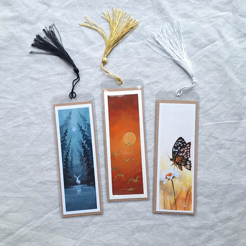 Christmas Tree Window Bookmark: Acrylic Painting Print, Winter Scene - Etsy