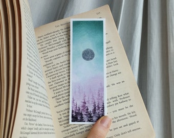 Misty Lilac Forest Bookmark - Print of an Original Acrylic Painting by Claire Williams, Unique Gift for Readers and Nature Lovers Alike