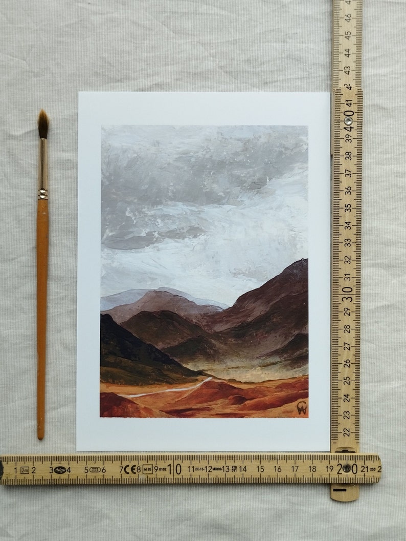 A5 Landscape fine art print from original acrylic painting Claire Williams archival modern wall art nature deco abstract neutral brown hills image 4