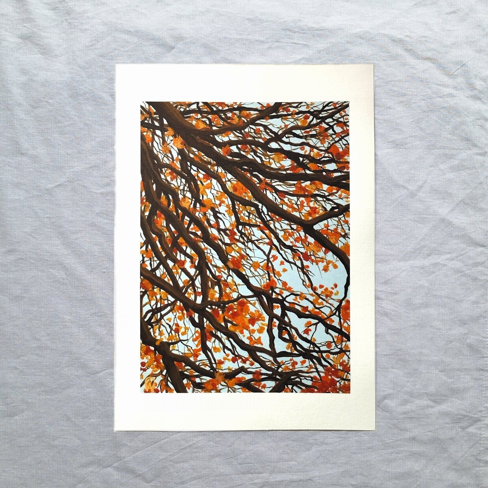 オリジナルの秋の木のアクリル画：A4 印象派風景画 - Etsy 日本