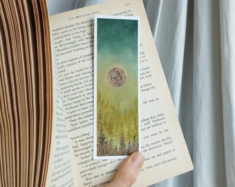 Misty Green Forest Bookmark - Print of an Original Acrylic Painting by Claire Williams, Unique Gift for Readers and Nature Lovers Alike