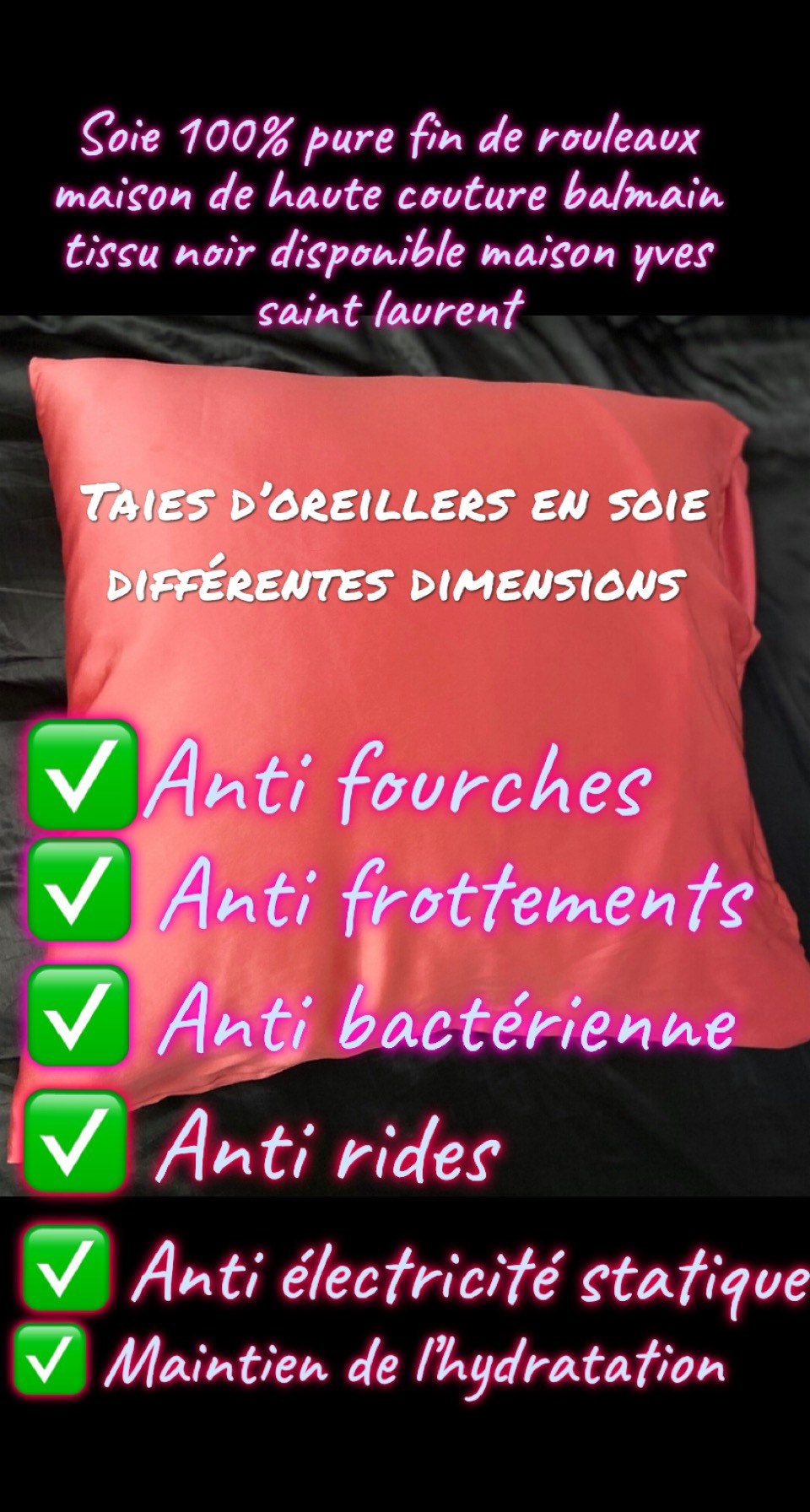 Taie d'oreiller en Soie Tissu Issue de Fin Rouleau Maison Haute Couture