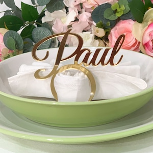Wedding guest name napkin rings , place name cards, personalised napkin rings