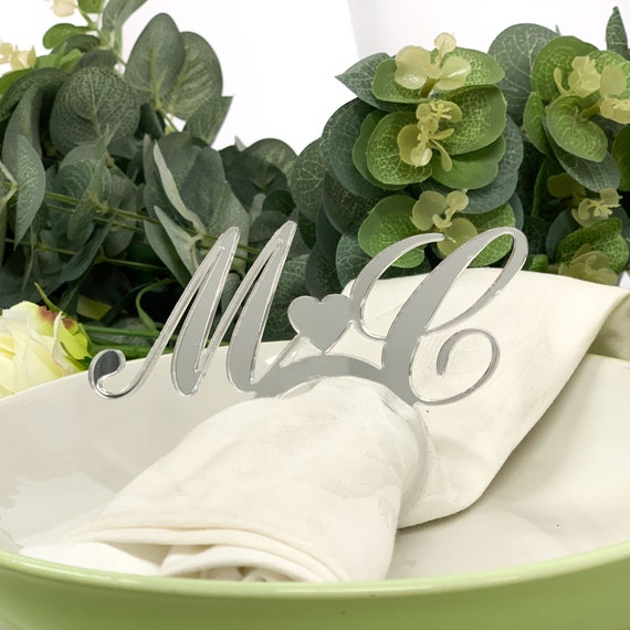 Wedding Napkin Rings Initial Napkin Rings Couple Initial Napkin