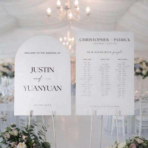 Set of 2(A1 +A1) Wedding Sign package, Welcome+Seating chart