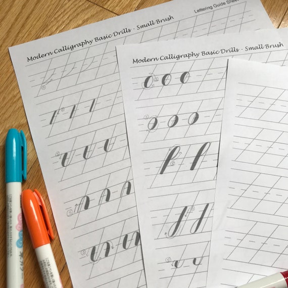 Learn Modern Calligraphy Basic Strokes Drill Sheets Small