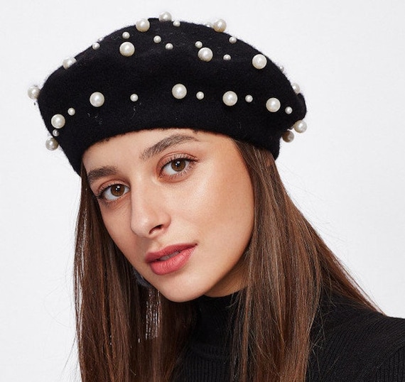 Pearl beret hat Clearance