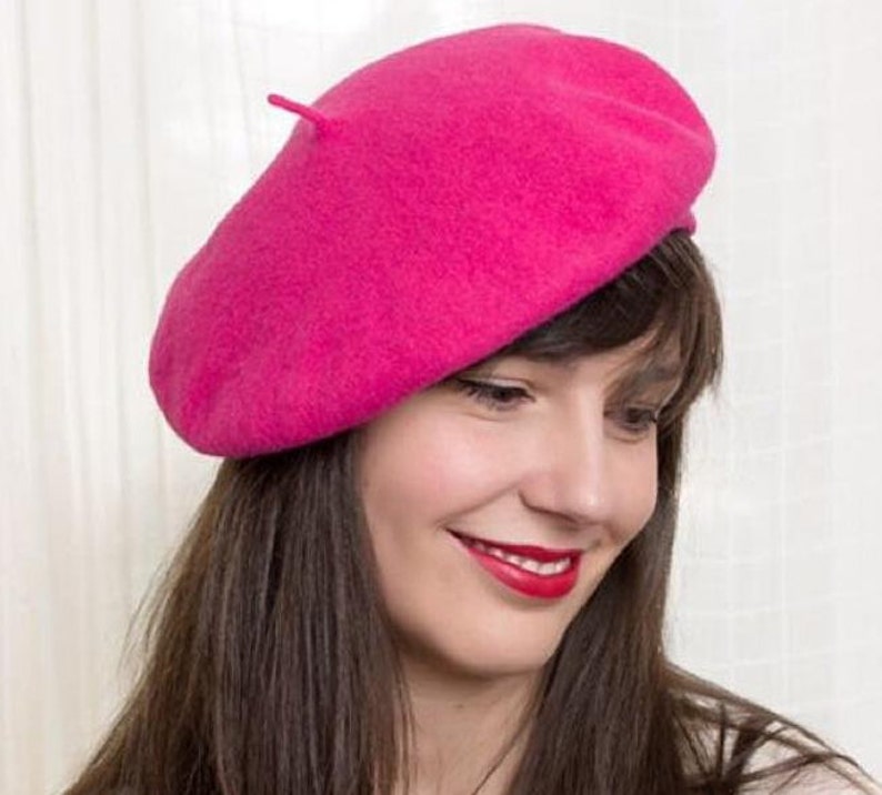 Pink French Wool Beret Basque Beret Hat Winter Hat Beret Etsy