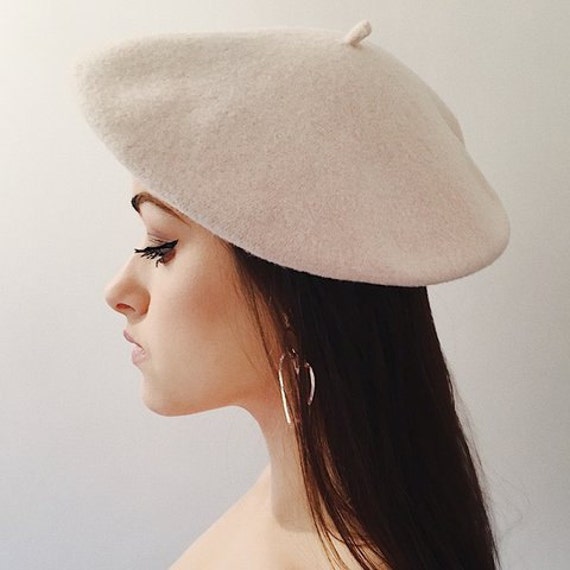 cream beret hat