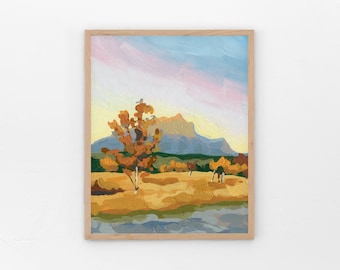 TECUMSEH MOUNTAIN at SUNSET Fine Art Print of Original Painting, Canadian Rocky Mountains, Landscape Wall Art for Home Decor Crowsnest Pass