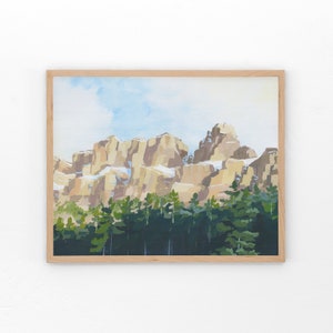 CASTLE MOUNTAIN Fine Art Print of Original Painting, Banff Alberta Canada, Canadian Rocky Mountains, Landscape Wall Art for Home Decor