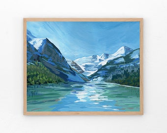 油彩画　『 Lake Louise』 Lake Louise — Yong Hong Zhong Watercolor