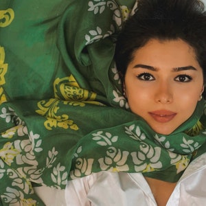 100% hand-dyed one-of-a-kind ethnic mulberry silk scarf