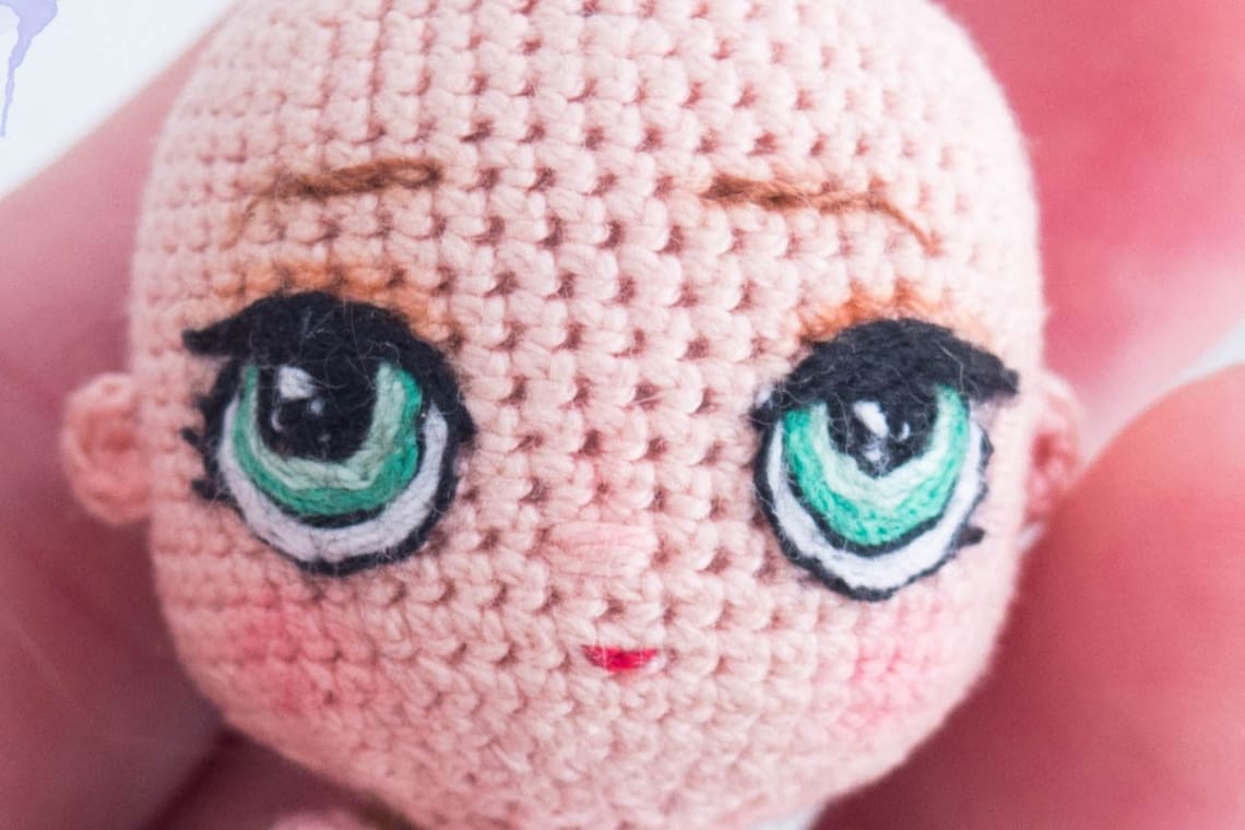 Pattern embroidery eyes on crochet dolls Etsy