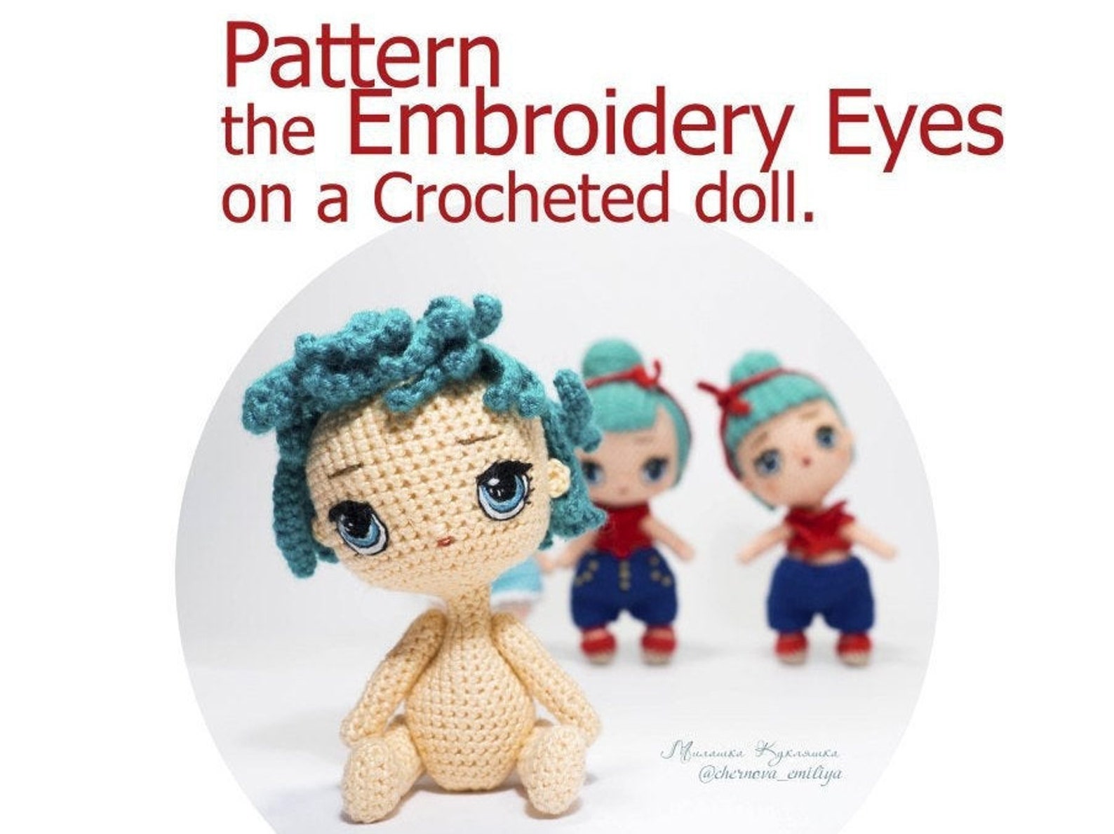 Pattern embroidery eyes on crochet dolls Etsy