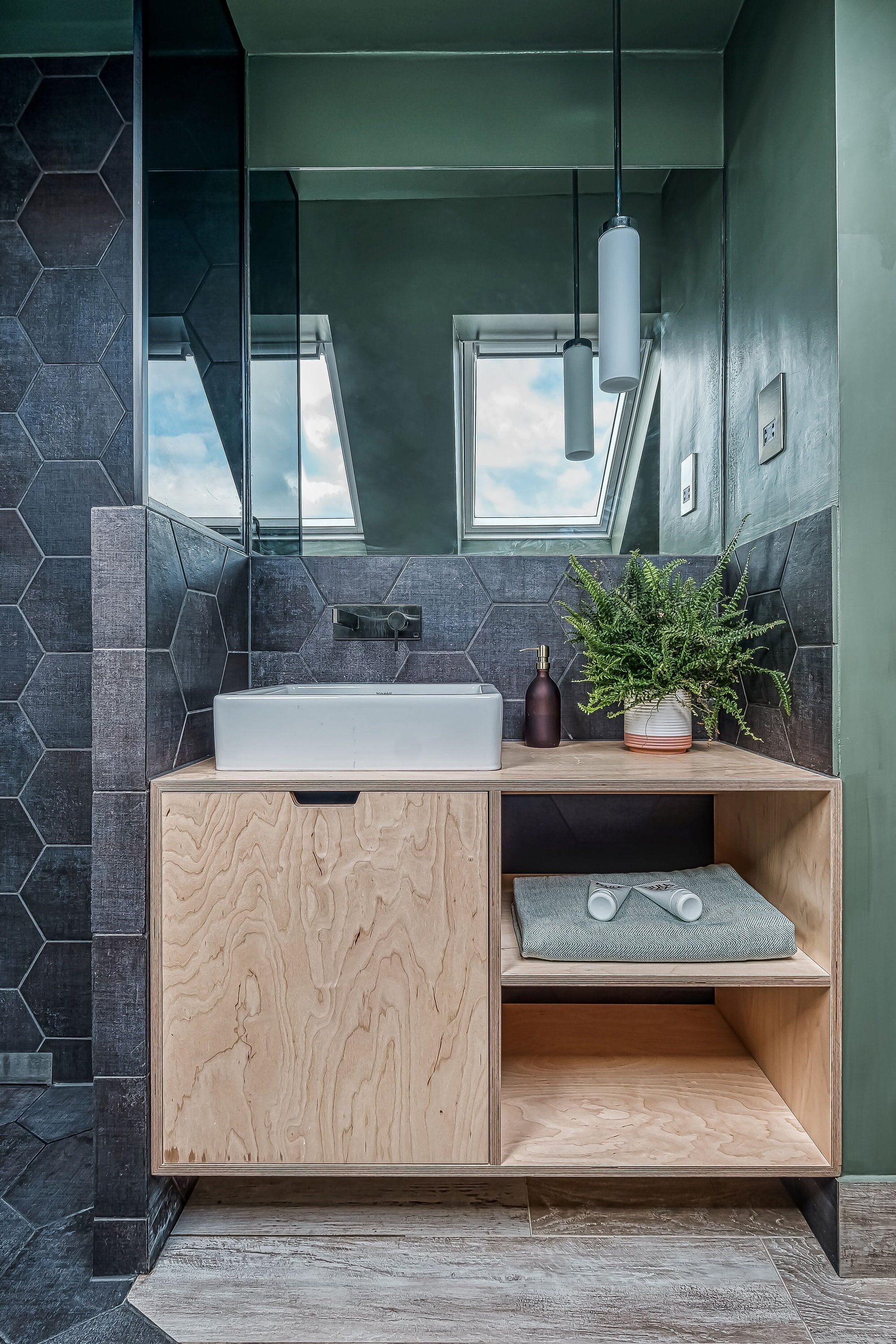 Birch Ply Bathroom Vanity with Open Back