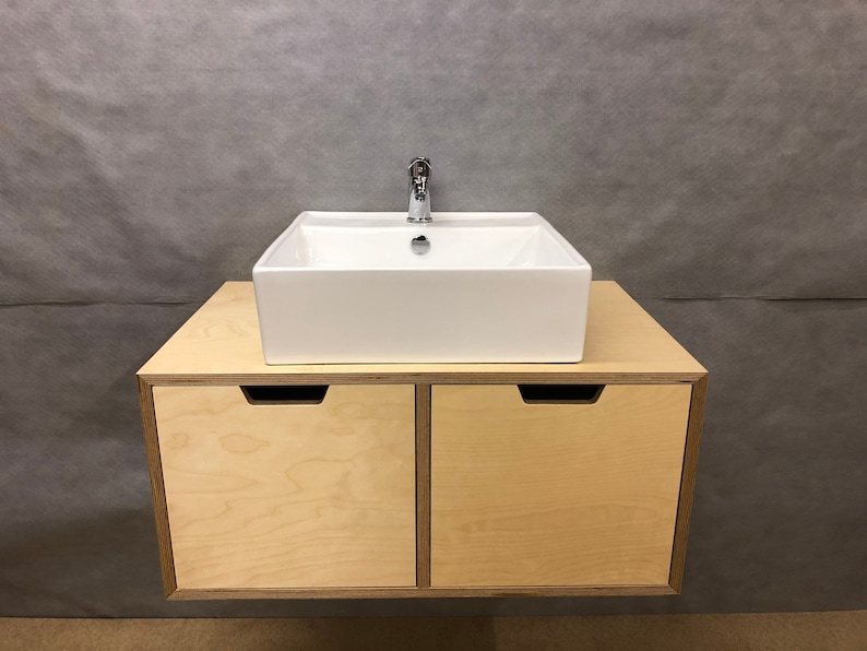 Wall Mounted Birch Plywood Bathroom Vanity Unit / Floating Etsy