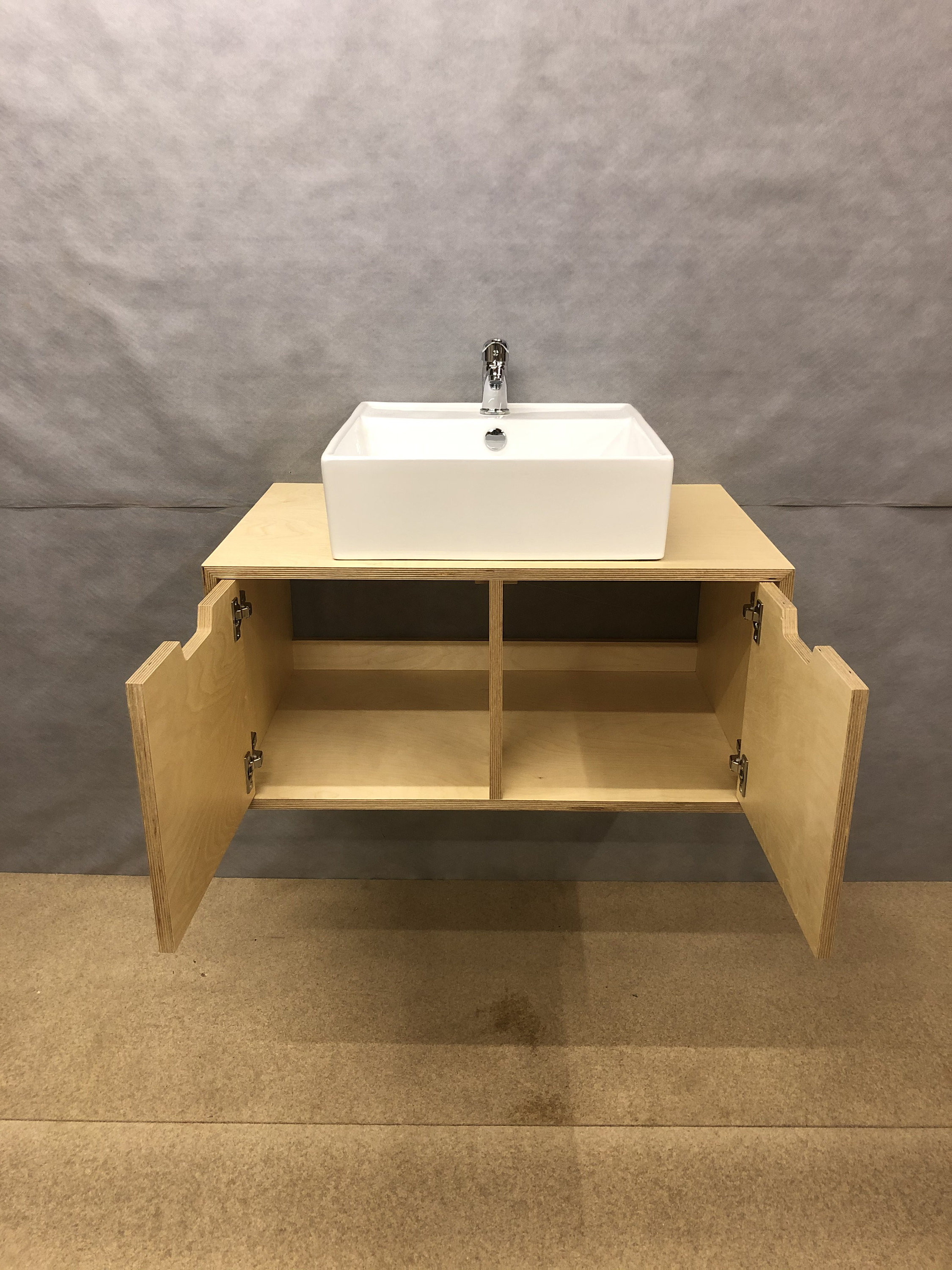 Wall Mounted Birch Plywood Bathroom Vanity Unit / Floating Etsy Australia