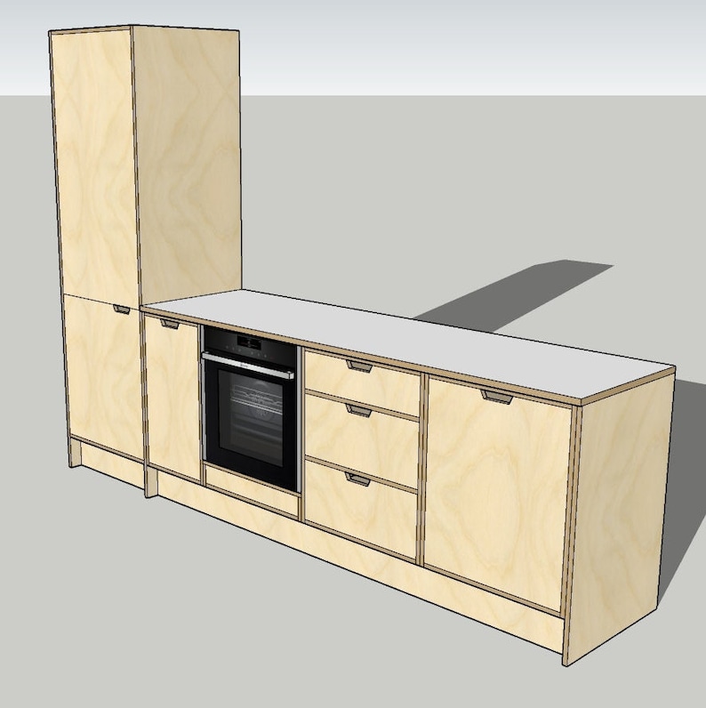 Birch Plywood Small Kitchen Set, Birch Plywood Base Units, Custom