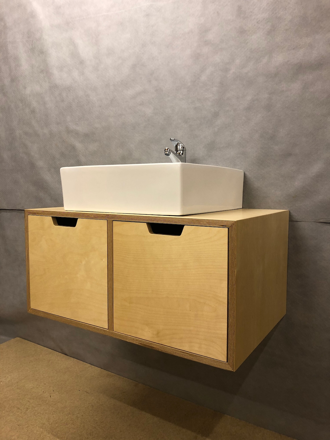 Wall Mounted Birch Plywood Bathroom Vanity Unit / Floating Etsy UK