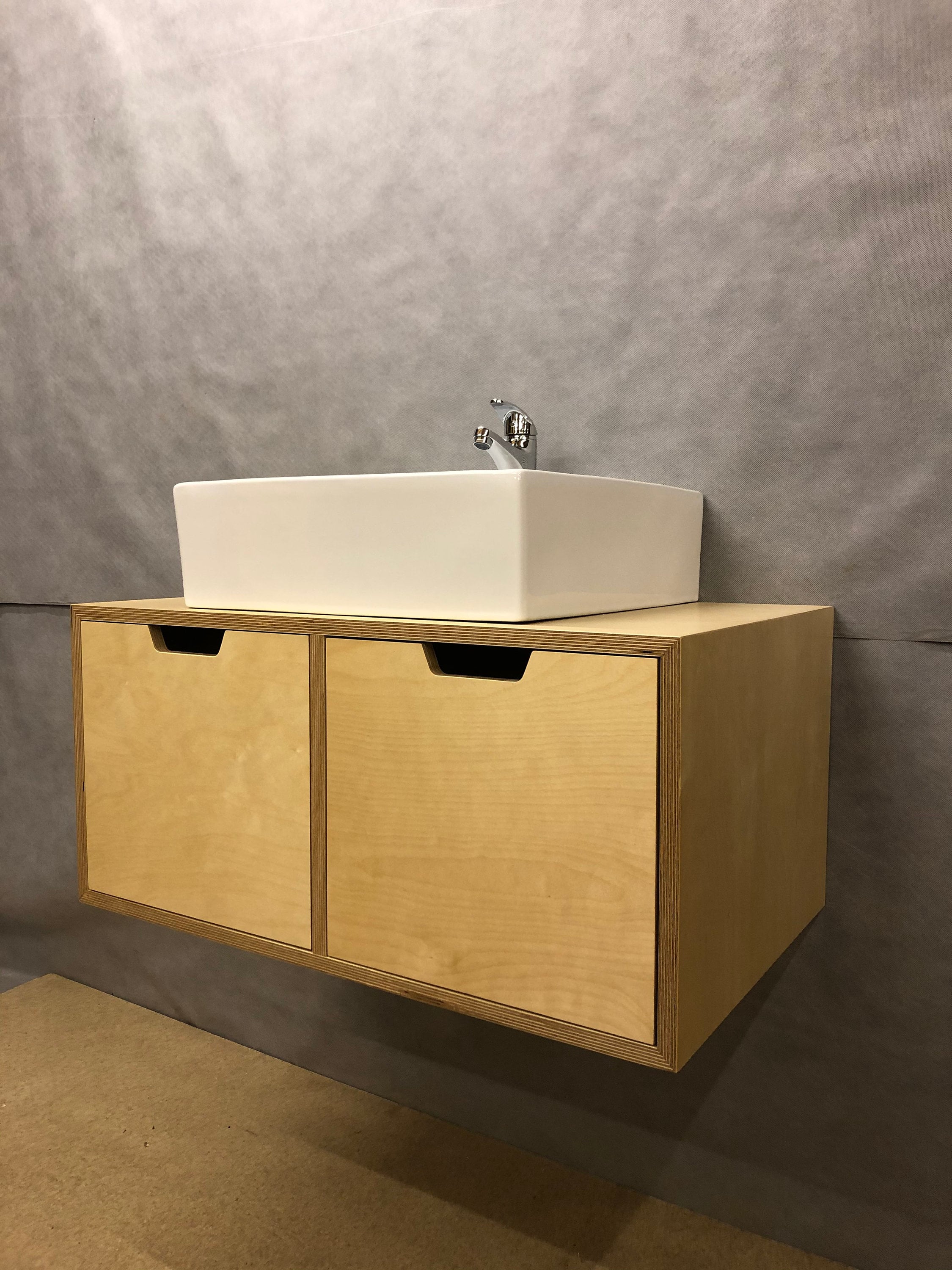Wall Mounted Birch Plywood Bathroom Vanity Unit / Floating Etsy Australia