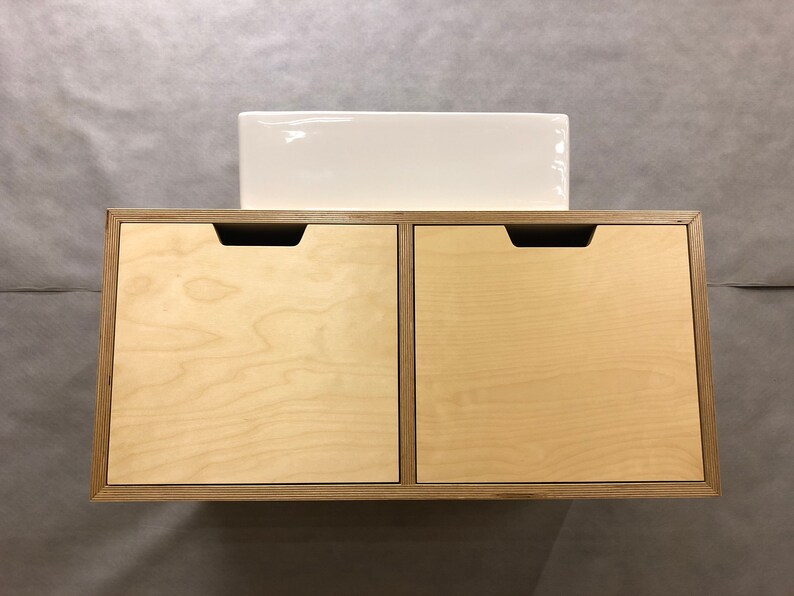 Wall Mounted Birch Plywood Bathroom Vanity Unit / Floating Storage Unit