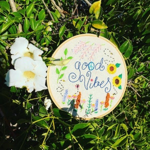 Good Vibes - Boho Embroidery Hoop Wall Hanging
