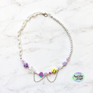 Cute beaded and chained necklace with smiley face - unique choker
