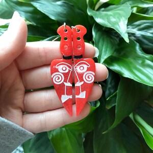Red horror guy dangle earrings -  dangle earrings - resin jewelry - resin earrings - fishhook earrings