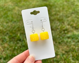 Corn on the cob dangle earrings - stainless steel fishhooks - corn earrings