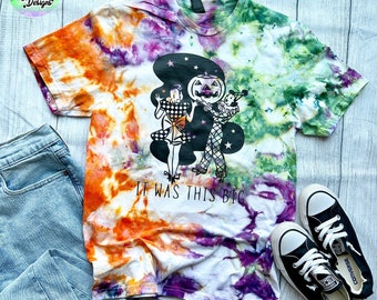 Ice dyed Halloween colored tshirt - ice dyed shirt - orange purple and green dyed shirt - tie dyed shirt - halloween shirt