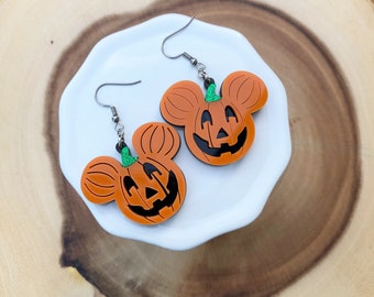 Jack o lantern pumpkin dangle earrings - dangle earrings - Halloween earrings