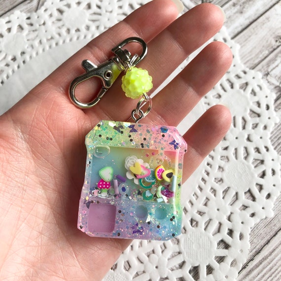 rainbow Flower handmade resin keychain pastel