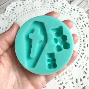 Molde de silicone cabochão de Halloween - molde de Halloween - molde de ursinho de goma
