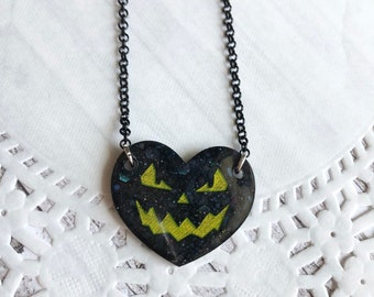 Halloween Jack o lantern necklace - Halloween necklace - Jack o lantern necklace - spooky necklace