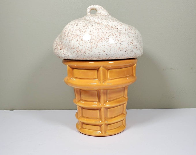 Vintage Ice Cream Cone Cookie Jar Canister Vanilla Chocolate Etsy