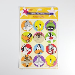Pegatinas vintage de Looney Tunes de 1997, tarjetas Hallmark, hojas de pegatinas de Bugs Bunny, Tweety Bird, el diablo de Tasmania y Silvestre de Warner Brothers, NOS