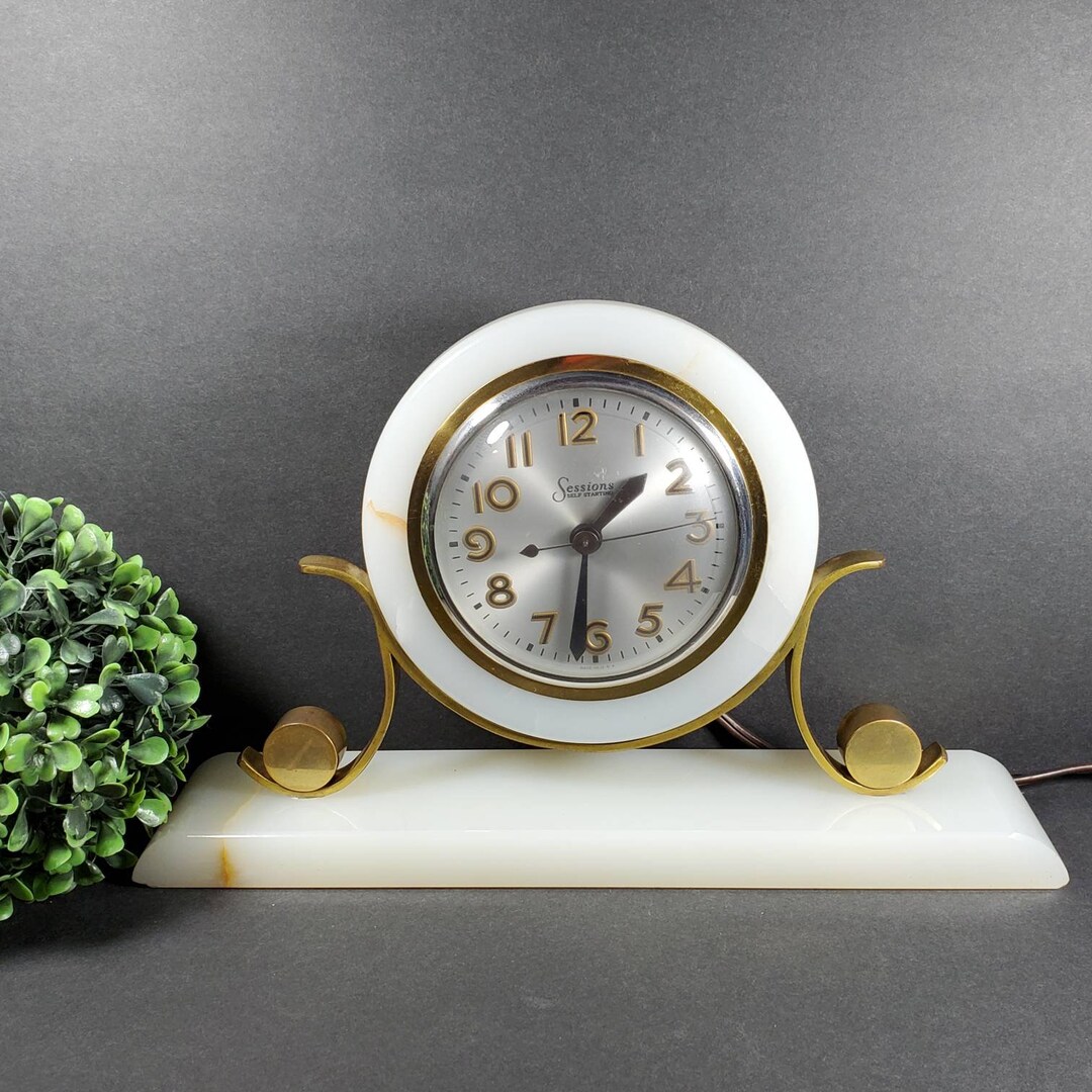 Vintage Marble Clock Sessions Self Starting Clock Electric Etsy