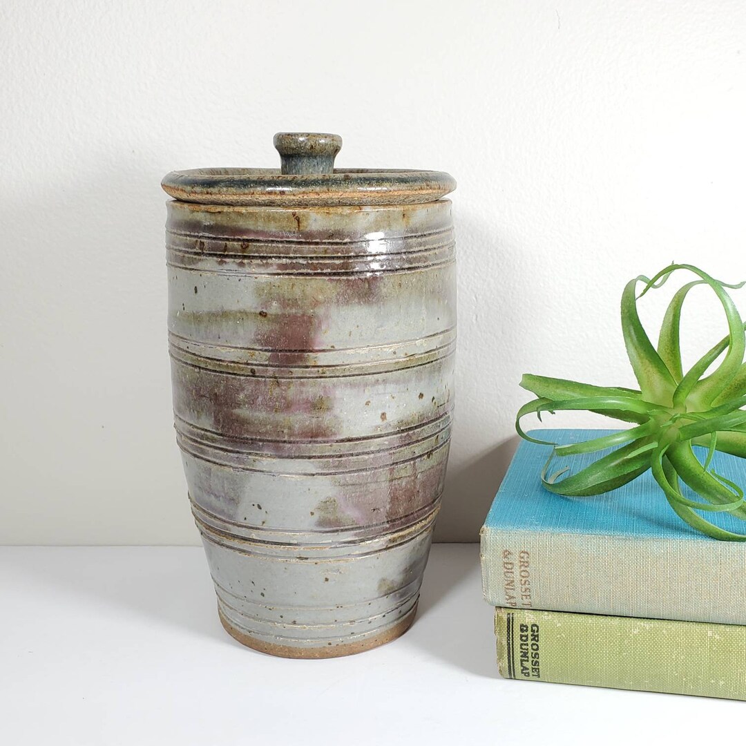 Vintage Pottery Canister Lidded Pottery Jar Ceramic Storage Canister