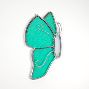 vintage Papillon Suncatcher Aqua Blue Vitrail Papillon