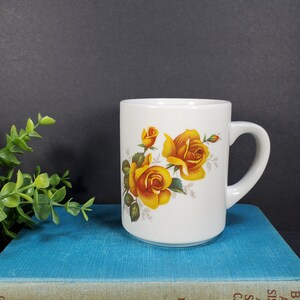 Vintage Yellow Rose Mug Floral Coffee Mug Yellow Flower Mug Bluebird Industries USA Roses Mug