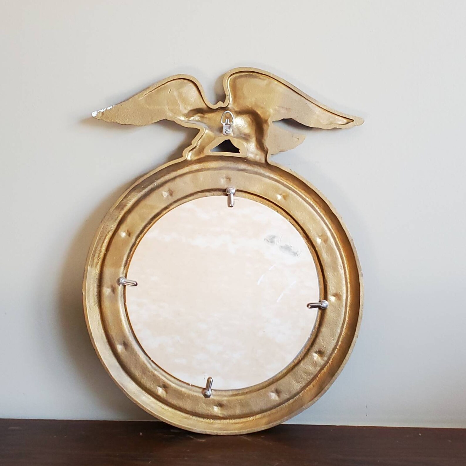 Vintage Cast Iron Eagle Mirror Gold Metal Wall Mirror Nautical Etsy