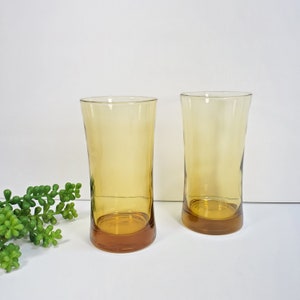 Vintage Bernstein Glas Becher 2er Set Wasser Saft Glas Bernstein Braun Glas Waren Flared Trinkglas