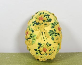 Uovo floreale vintage decorato uovo di Pasqua Easter decor uovo di Pasqua floreale giallo